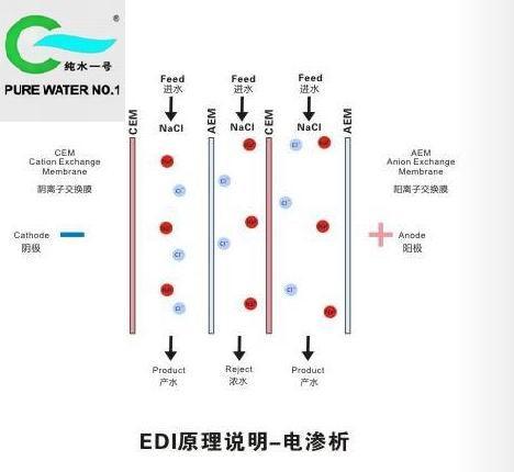 EDI超純水設(shè)備的工作原理1